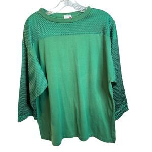 Vintage 1980s Artex Athletic Sport Mesh  Jersey Shirt Green Football L
